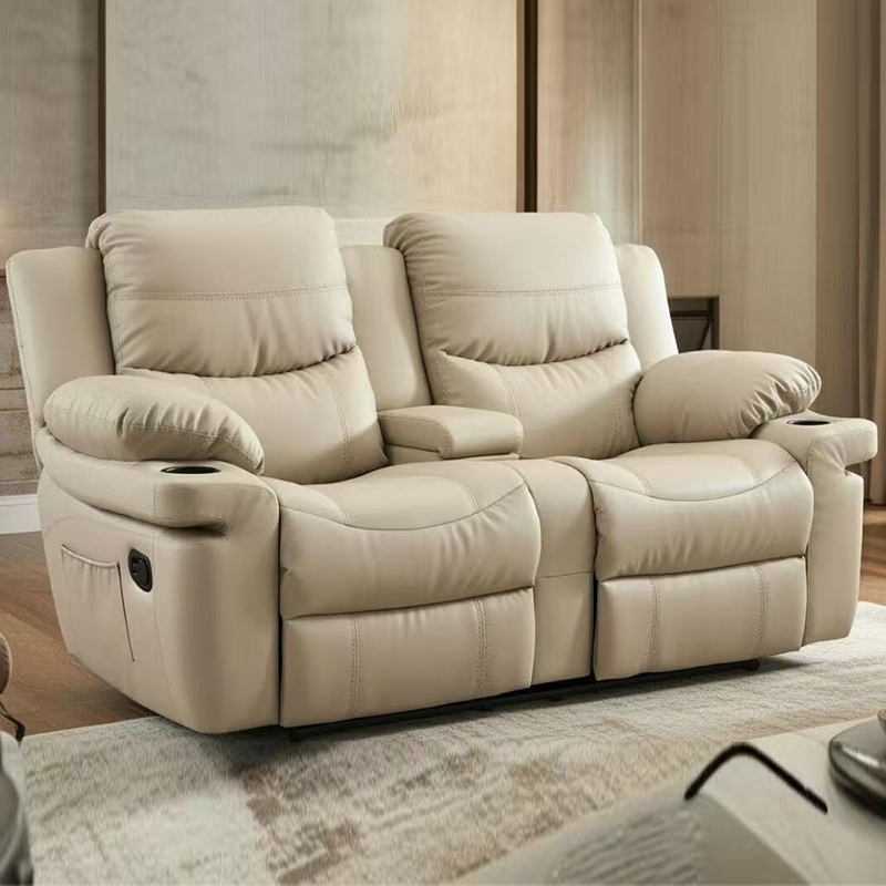 Deri Döşemeli Manuel Hareketli Loveseat Yatar Sandalye